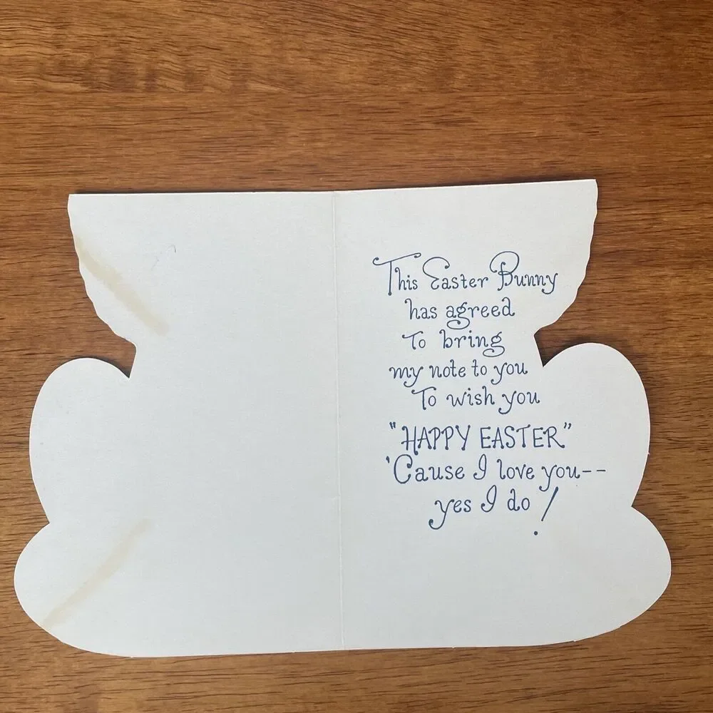 Vtg Stanley Bunny Spring Die Cut Glitter Happy Easter Mother Greeting Card